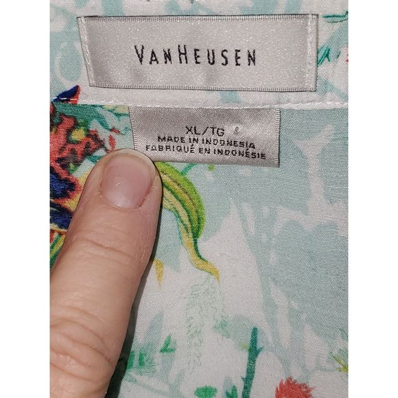 VanHuesen Women's Floral Print Button Up Blouse Long Sleeves Size XL - Picture 6 of 14